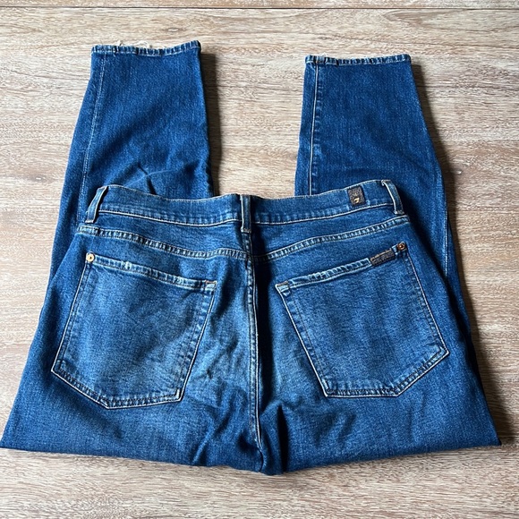 7 for all man kind High Waist Josefina with Frayed Back Hem Stranger Distress - Picture 9 of 11